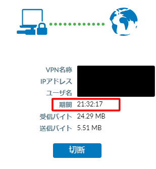 FortiGClient VPNでSSL-VPN接続8時間以上動作確認